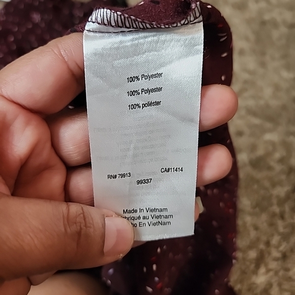 Maternity top short sleeve Burgendy print self tie back zip "Motherhood" Small - Picture 10 of 10